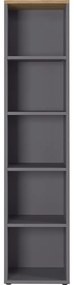 Дъбов шкаф за книги в цвят антрацит 45x197 cm Agenda - Germania