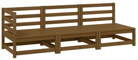 805708 vidaXL Градински лаундж комплект, 3 части, меденокафяв, бор масив