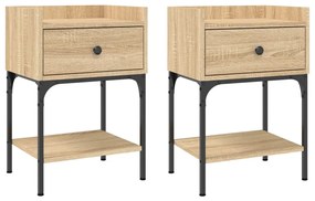 825896 vidaXL Нощни масички, 2 бр, сонома дъб, 40,5x31x60 см, инженерно дърво
