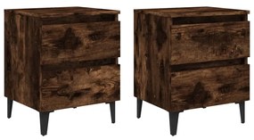 813129 vidaXL Нощни шкафчета с метални крака 2 бр опушен дъб 40x35x50 см