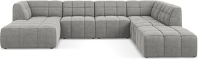 Сив ъглов диван от прежда с примки от букле (U форма) Aloha – Makamii