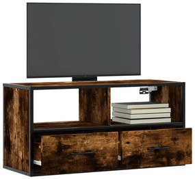 848921 vidaXL ТB шкаф, опушен дъб, 80x31x39,5 см, инженерно дърво и метал