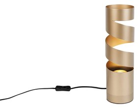 Moderne tafellamp taupe met goud - Stream