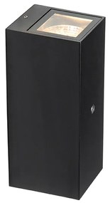 Стенен аплик черен 2-светлина IP44 с датчик за здрач - Baleno II