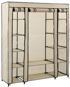 282435 vidaXL Гардероб с отделения и лостове, кремав, 150x45x176 см, плат