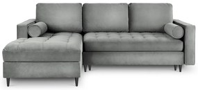 Светлосиво кадифено ъглово канапе, ляв ъгъл Santo - Milo Casa