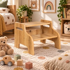 Детска степенка с 2 стъпала – 40 x 36 x 27 см Кафяво