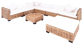 244623 vidaXL Комплект мека мебел, 27 части, естествен ратан