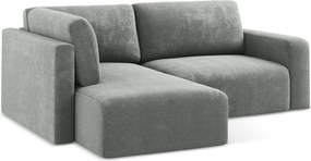 Сив шенилов сгъваем/с място за съхранение ъглов диван (ляв ъгъл/L форма) Kona – Makamii