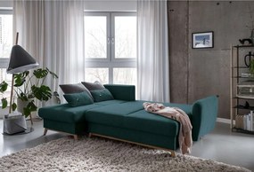 Тюркоазен ъглов разтегателен диван, ляв ъгъл Scandic Lagom - Miuform