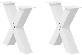 4012961 vidaXL Крака за масичка за кафе, X-образни, 2 бр., бели, 60 x (42-43) см, стомана