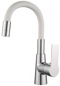 Стоящ смесител за умивалник ICF 124211 7113MW, месинг + цинк, хром + бял, 29x18х4см