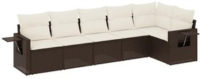 3220192 vidaXL Градински комплект с възглавници, 6 части, кафяв, полиратан