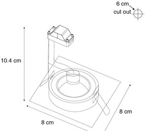 Комплект от 6 вградени прожектора бели квадратни GU10 50mm IP44 - Xena