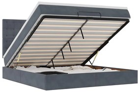3314475 vidaXL Османска легло с матраци и LED, тъмносиво, 160x200 см, кадифе