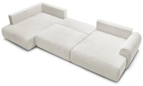 Кремав разтегателен ъглов диван от рипсено кадифе (десен ъгъл/"U" форма) Lucien – Bobochic Paris