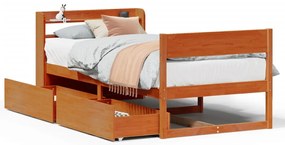 3307148 vidaXL Рамка за легло без матрак, восъчнокафяв, 75x190 см, бор масив