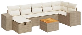 3325880 vidaXL Градински диван с възглавници, 8 части, бежов полиратан