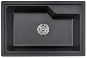 Кухненска мивка ICGS 8315 BLACK, гранит, едно корито, със сифон, 45х22х68см