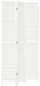 358832 vidaXL Разделител за стая, 3 панела, бял, дърво пауловния масив