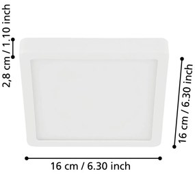 Бяло LED осветително тяло за таван 16x16 cm FUEVA 5 – EGLO