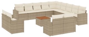 3256730 vidaXL Градински диван с възглавници, 14 части, бежов, полиратан