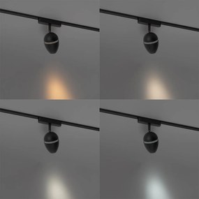 Модерен черен прожектор за 1-фазова релсова система с LED - Magnetic Eggy