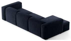 Тъмносин ъглов диван от рипсено кадифе (ляв ъгъл) Bergano – Cosmopolitan Design