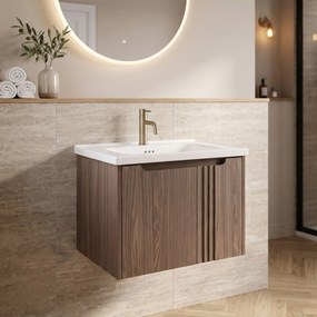 Шкаф за баня с мивка Rea Rivo DB86-60L-1 Dark 60cm