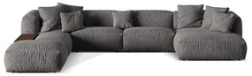 Сив кадифен модулен ъглов диван (ляв ъгъл/U форма) Martina – Micadoni