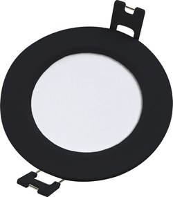 RABALUX Shaun2, indoor round recessed lamp, black plastic lamp with white plastic shade, 3W, with shade: 220lm, without shade: 3
