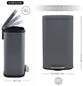 Тъмносиво стоманено кошче за боклук с педал 50 l Akira – Spirella