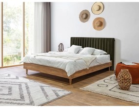 Тъмнозелено/естествено двойно легло с решетка 180x200 cm Oceane - Bobochic Paris