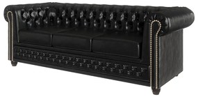 Черен диван от изкуствена кожа 203 cm York - Ropez