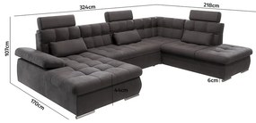 Антрацитен разтегателен ъглов диван с място за съхранение (десен ъгъл/U форма) Merkur – Ropez