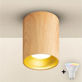 Brilagi - LED RGBW димируемо точково осветително тяло TRINE 1xGU10/30W/230V дъбов декор