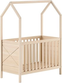 Детско креватче 60x120 cm от масивен бор с регулируема височина в естествен цвят Scott – Vipack