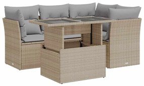 3326150 vidaXL Градински комплект диван с възглавници 5 части бежов полиратан