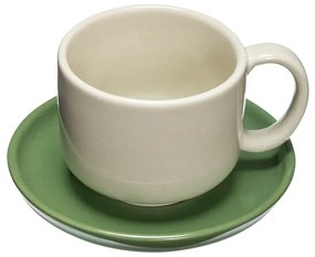 Керамична чаша в зелено и кремаво Amare - Hübsch