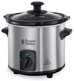 Уред за бавно готвене Slow Cooker Russell Hobbs Compact Home 25570-56, 145W, 2 л, 3 темп. настройки, Керамичен съд, Без BPA и PFAS, Черен/инокс