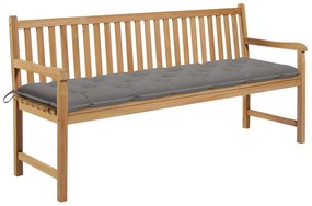 3062800 vidaXL Градинска пейка със сиво шалте, 175 см, тик масив