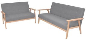 275178 vidaXL Комплект дивани, 2 части, плат, светлосиви