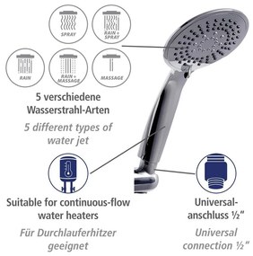 Душ комплект от неръждаема стомана в блестящо сребро 66 cm Young - Wenko