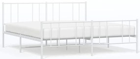 352552 vidaXL Метална рамка за легло с горна и долна табла, бяла, 183x213 см