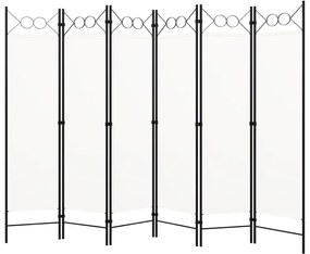 320711 vidaXL Параван за стая, 6 панела, бял, 240x180 cм