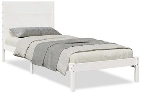 3309284 vidaXL Рамка за легло без матрак, бял, 100x220 см, масивна дървесина