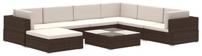 41260 vidaXL Градински комплект с възглавници, 8 части, кафяв полиратан