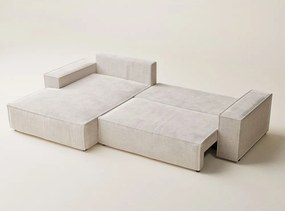 Кремав шенилов сгъваем/с място за съхранение ъглов диван (ляв ъгъл) Maze – Maison de Rêve