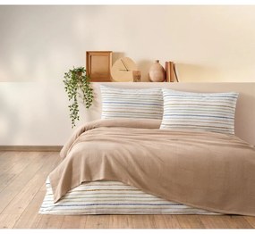 Бежов памучен комплект покривка за легло, чаршафи и калъфки за възглавници 200x240 cm Karina – Mijolnir
