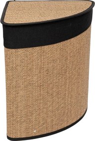 Кош за пране 5five, Ъглов, Бамбук и черен плат, 48 l